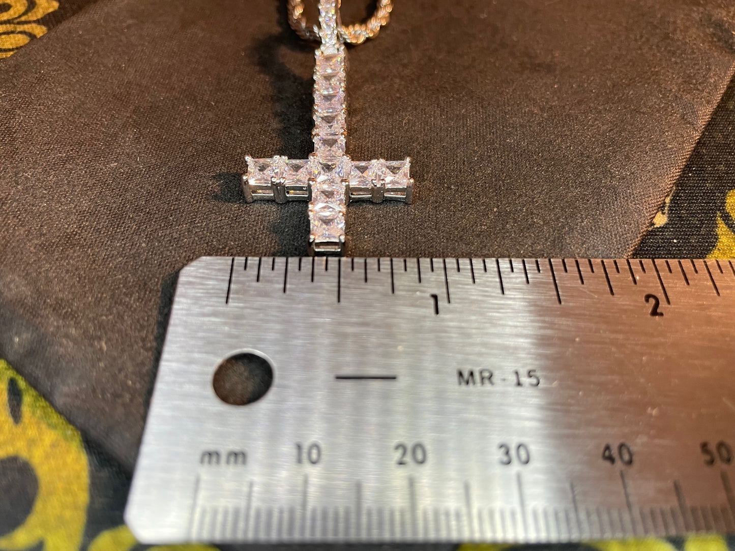 Diamond Upside Down Inverted Cross Sterling Silver Pendant Necklace Goth Minimalist Retro Satanic Pagan Wiccan Occult Jewelry Gift - Silver