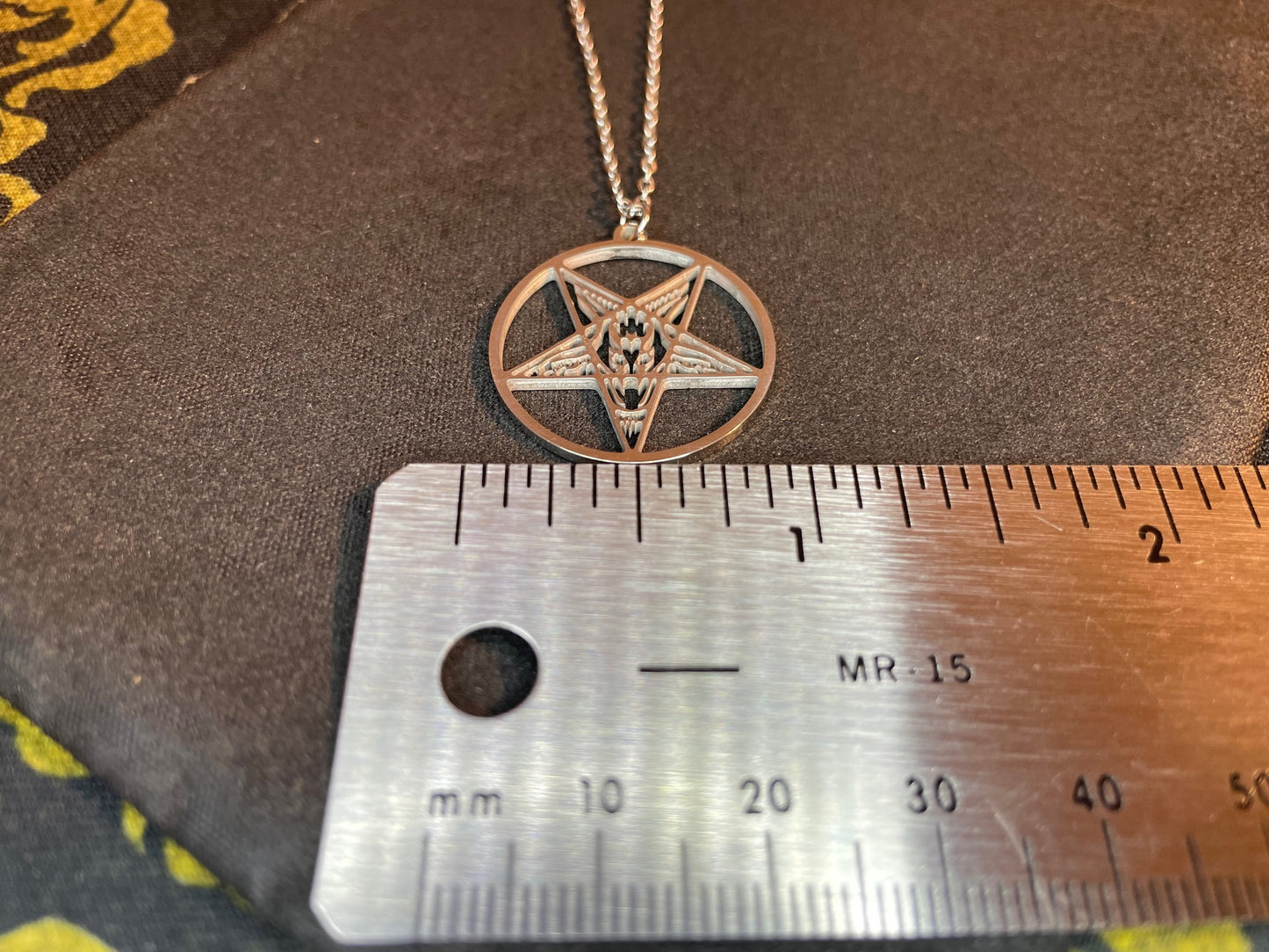 Sigil of Baphomet Church of Satan Seal Inverted Pentagram Stainless Steel Pendant Necklace Satanic Wiccan Pagan Occult Jewelry Gift - Silver