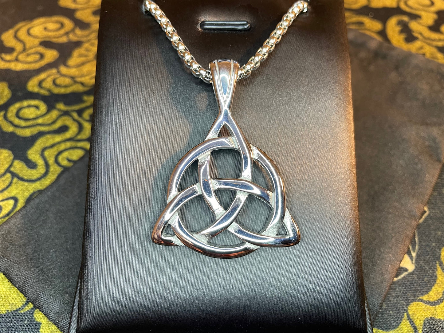 Celtic Triple Knot Viking Nordic Thor Loki Norse Steel Pendant Necklace Amulet Talisman Satanic Wiccan Pagan Occult Jewelry Gift -  Silver