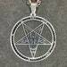 Satanic Sigil of Baphomet Upside Down Inverted Pentagram Stainless Steel Pendant Necklace Pagan Occult Jewelry -  Silver & Black Diamond