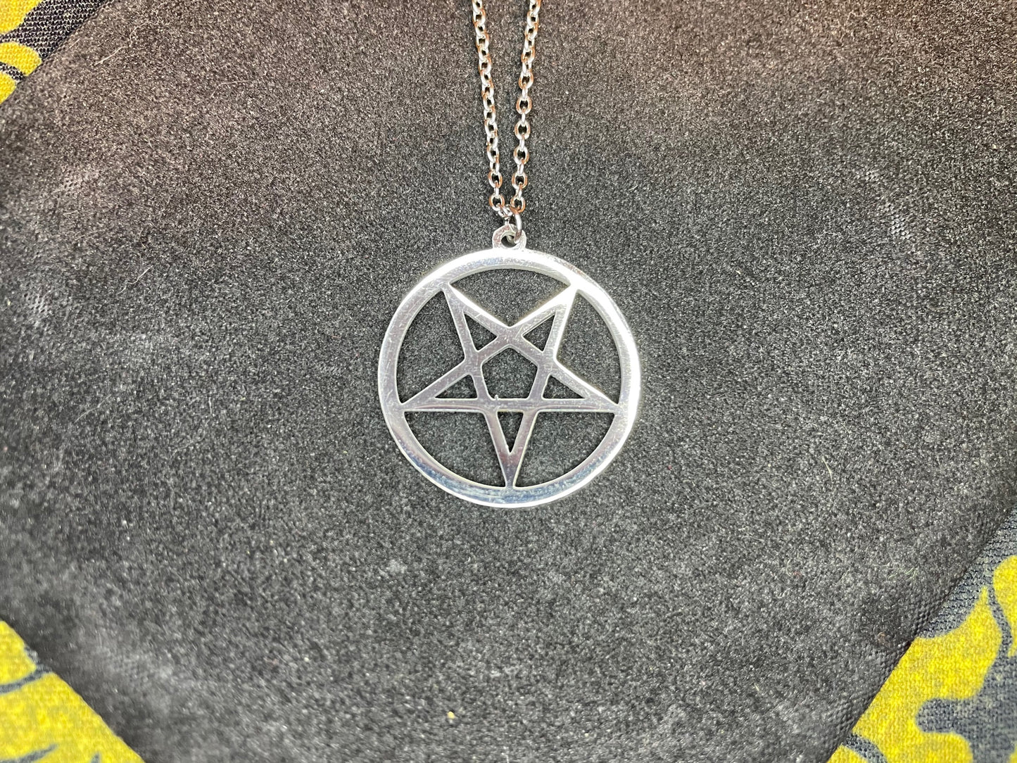 Satanic Inverted Pentagram Upside Down Pentacle Stainless Steel Minimalist Pendant Necklace Gothic Pagan Wiccan Occult Jewelry Gift - Silver