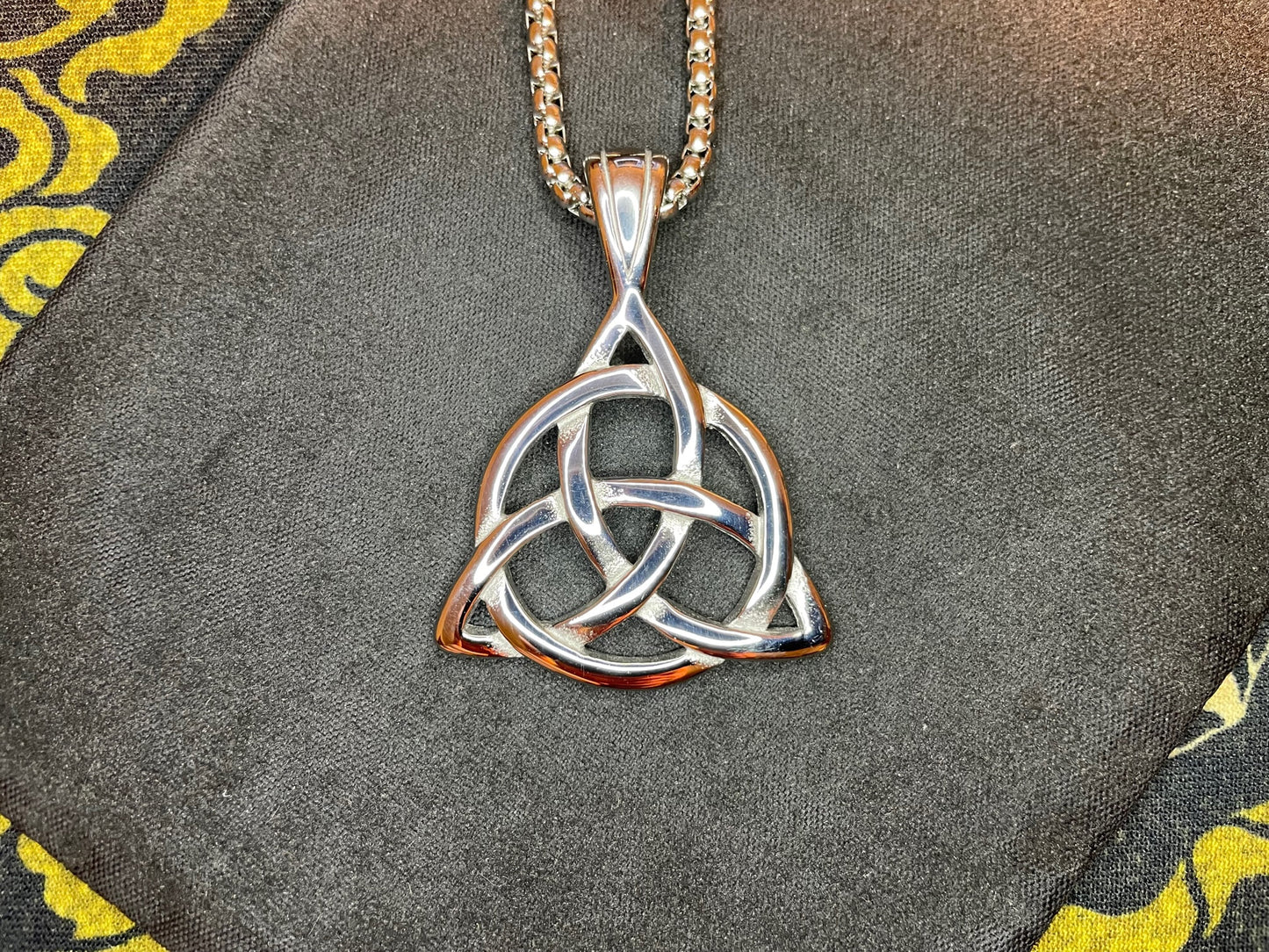 Celtic Triple Knot Viking Nordic Thor Loki Norse Steel Pendant Necklace Amulet Talisman Satanic Wiccan Pagan Occult Jewelry Gift -  Silver