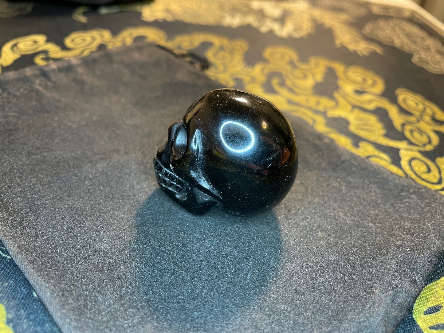 Obsidian Skull Natural Crystal Volcanic Glass Dragonglass Smoke Quartz Death Gothic Pagan Wiccan Satanic Occult Magic Ritual Stone - Black