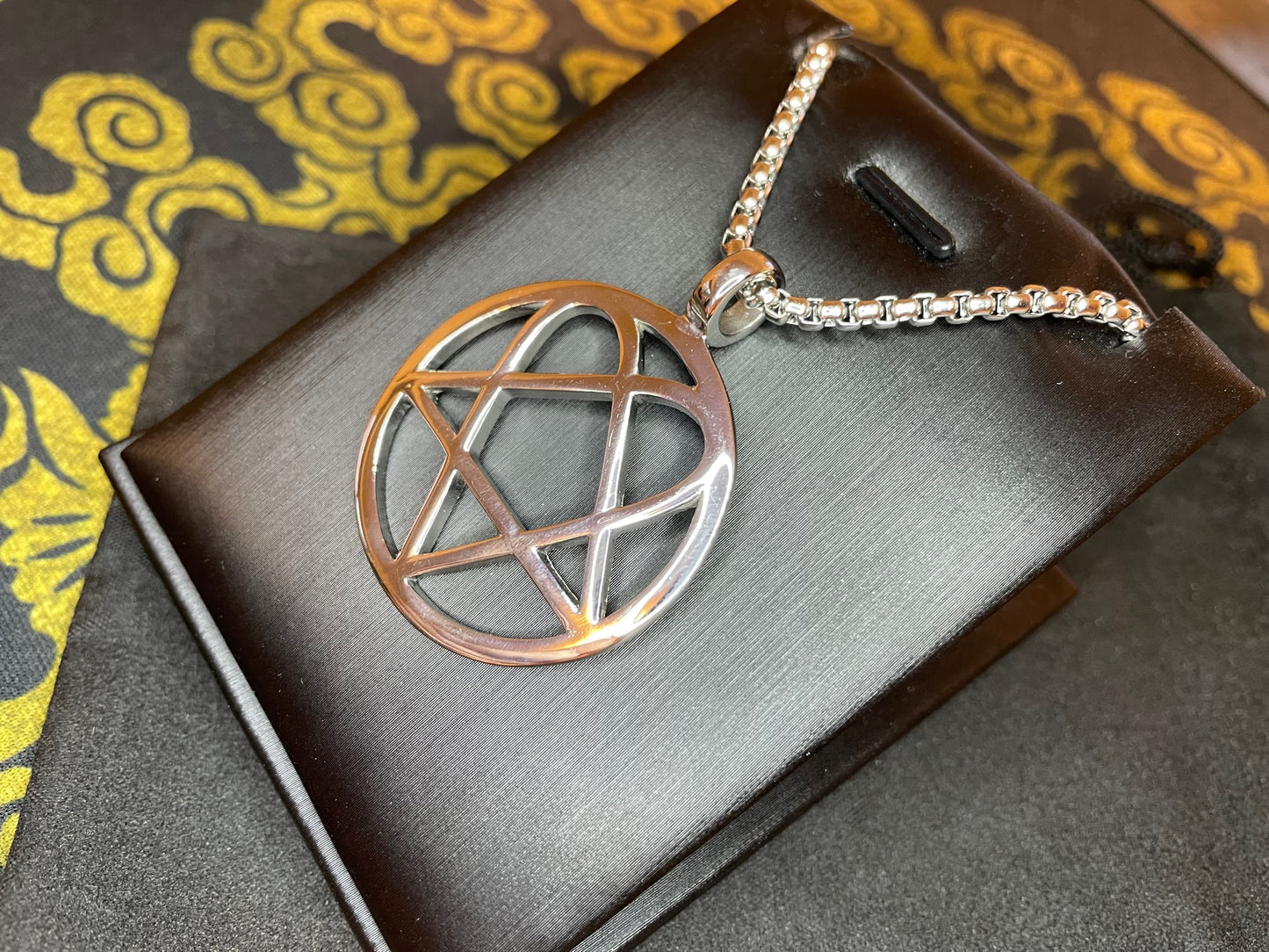 Heartagram Pentagram Heart Feminine Masculine Duality Stainless Steel Pendant Necklace Gothic Wiccan Pagan Satanic Jewelry Gift - Silver