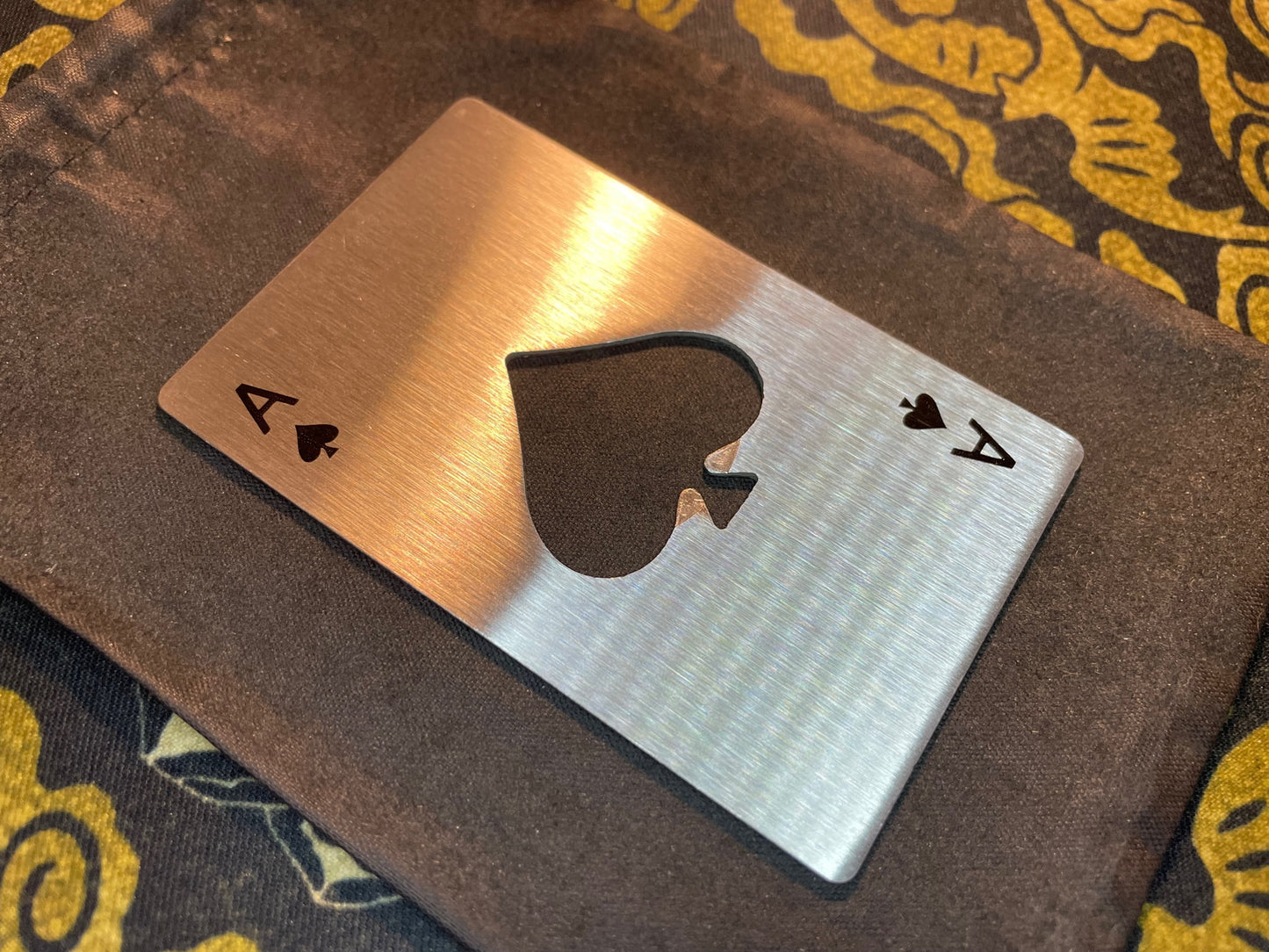 Ace of Spades Bottle Opener Death Card Power Wealth Luck Poker Deck Steel Gothic Satanic Pagan Wiccan Occult Jewelry Best Man Gift - Silver