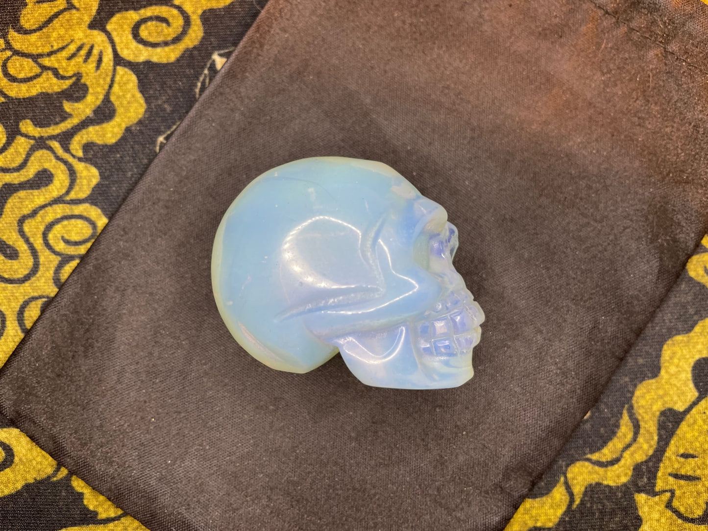 Opal Skull Natural Crystal Precious Stone Goddess Rainbow Feng Shui Gemstone Gothic Pagan Wiccan Satanic Occult Magic Ritual Idol - Blue