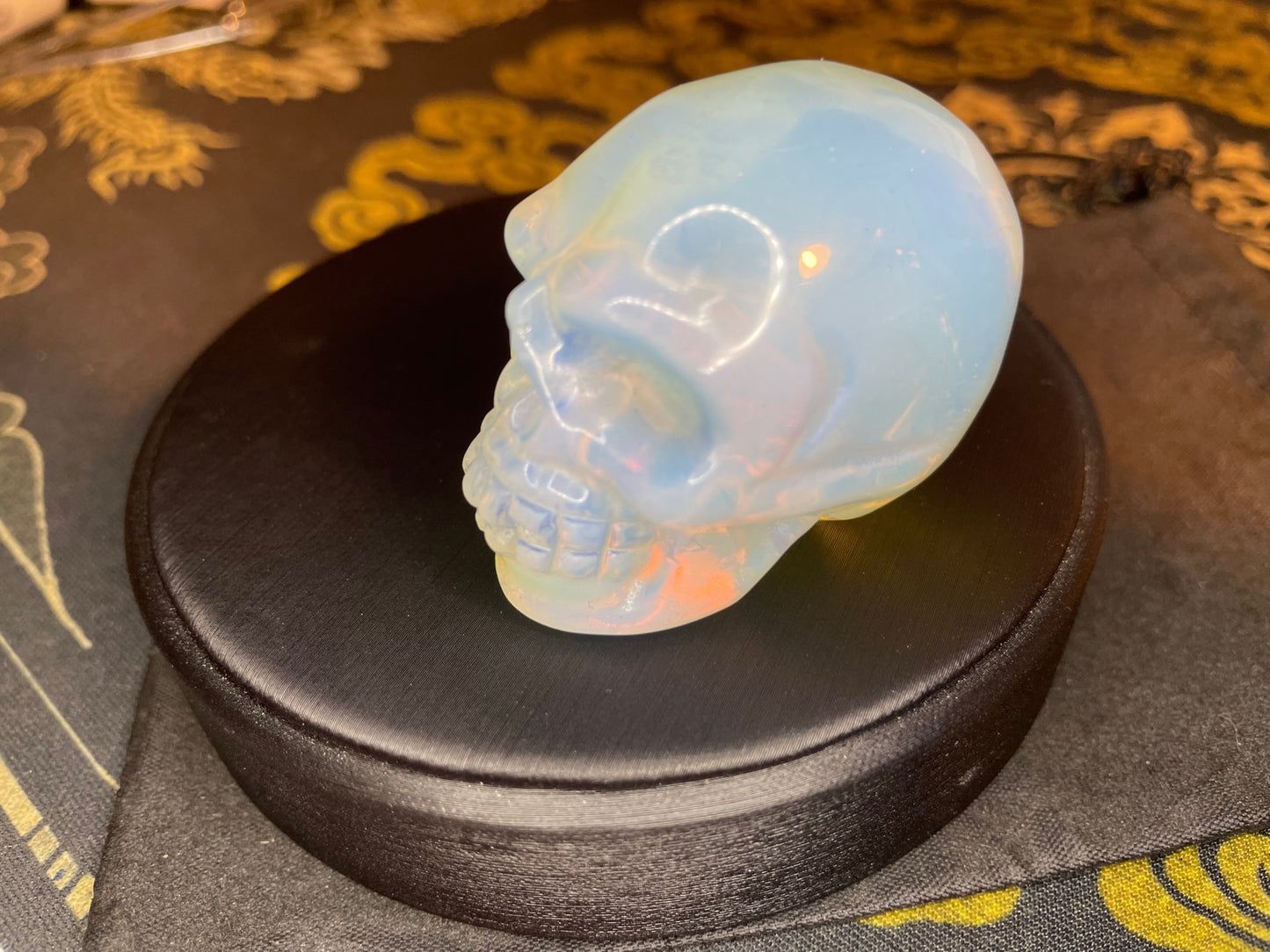 Opal Skull Natural Crystal Precious Stone Goddess Rainbow Feng Shui Gemstone Gothic Pagan Wiccan Satanic Occult Magic Ritual Idol - Blue