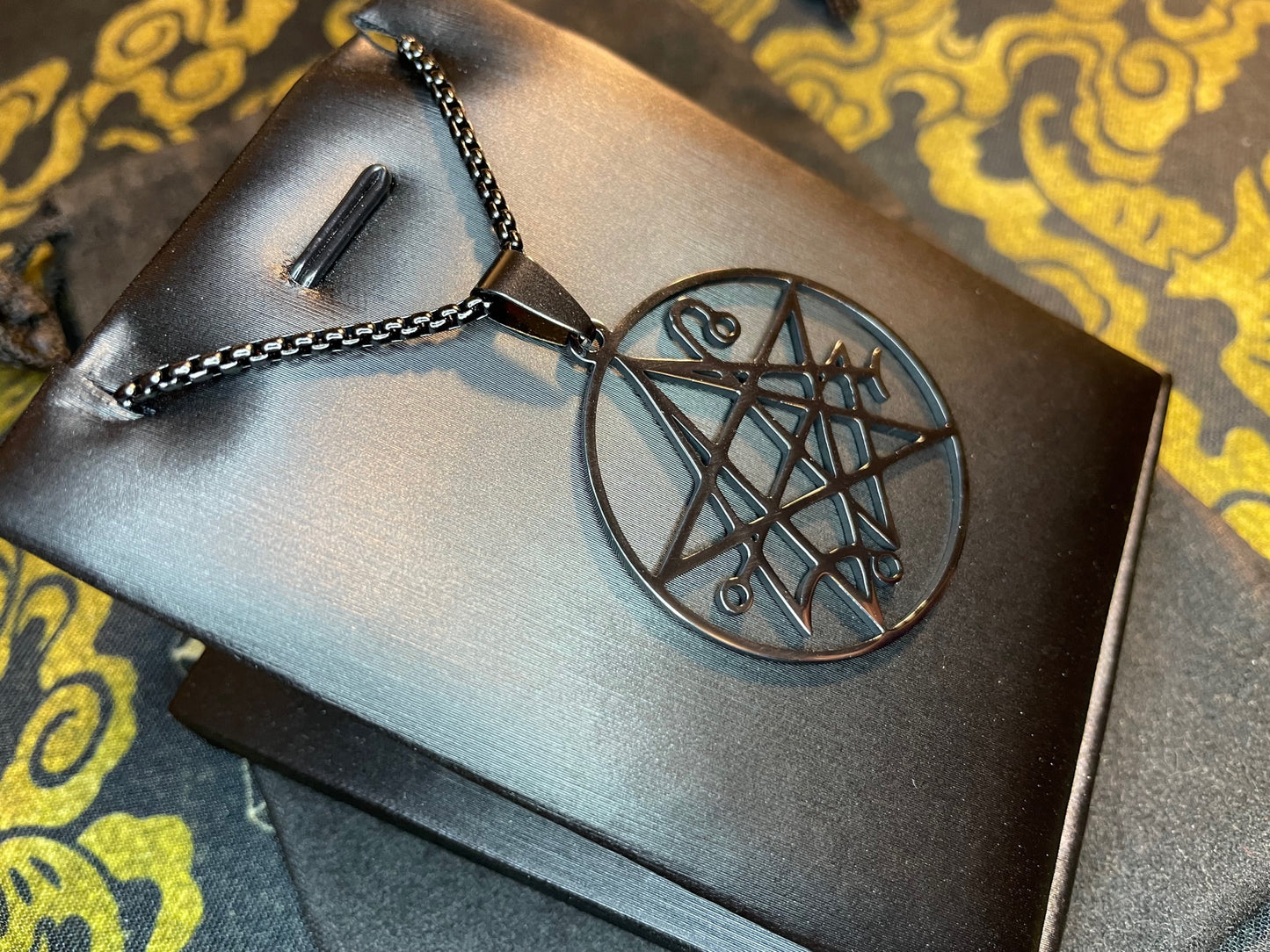 Necronomicon Book of the Dead Ash Pendant Necklace Stainless Steel Evil Dead Army of Darkness Magical Amulet Talisman Satanic Gift - Black