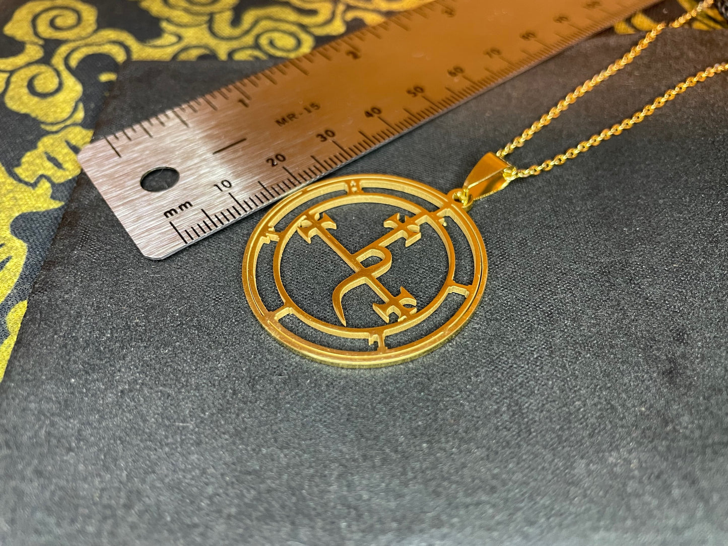 Demon Seal of Lilith Goddess Lucifer Satanic Sigil Stainless Steel Pendant Necklace Gothic Pagan Satan Wiccan Occult Jewelry Gift - Gold