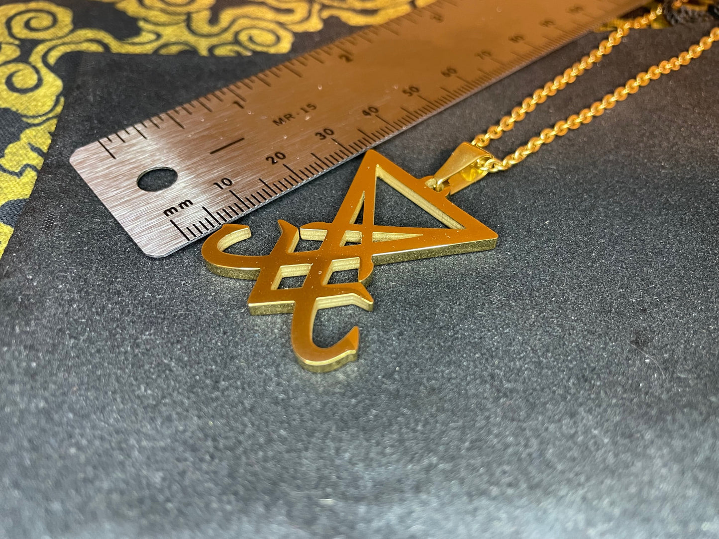 Sigil of Lucifer Seal of Satan Morning Star Venus Light-Bringer Stainless Steel Pendant Necklace Satanic Wiccan Occult Jewelry Gift - Gold