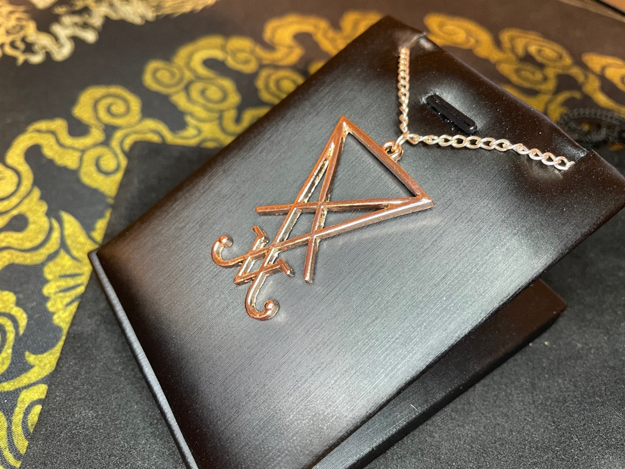 Sigil of Lucifer Seal of Satan Stainless Steel Pendant Necklace Gothic Satanic Wiccan Pagan Temple Church Occult Jewelry Gift - Rose Gold