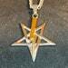 Anton LaVey Pentagram Church of Satan Lightning Bolt Stainless Steel Pendant Necklace Satanic Wiccan Occult Jewelry Gift - Silver & Gold