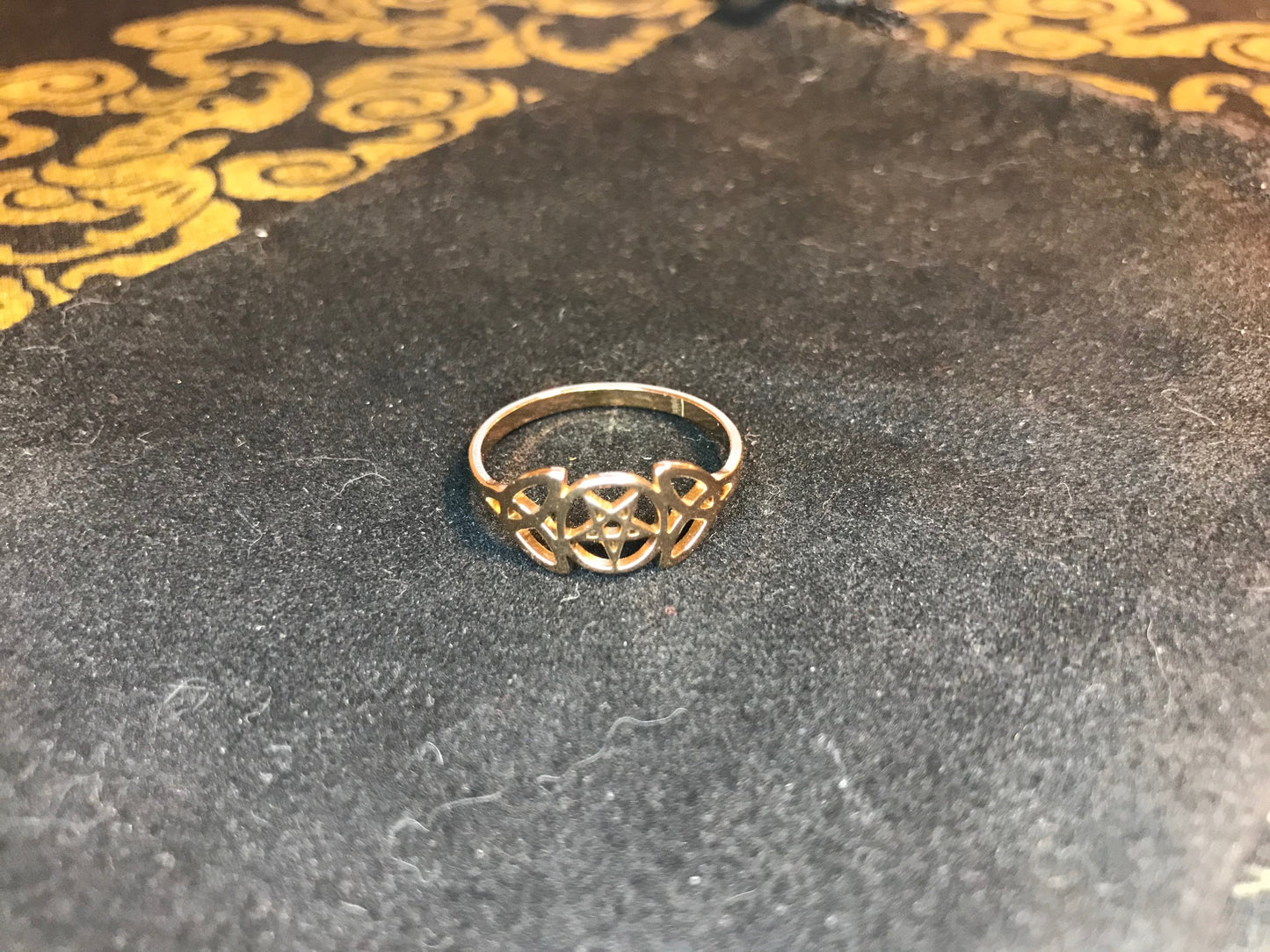 Pentagram Celtic Knot Ring Stainless Steel Gothic Satanic Inverted Pentacle Wiccan Pagan Druid Occult Jewelry Gift - Gold, Rose Gold, Silver