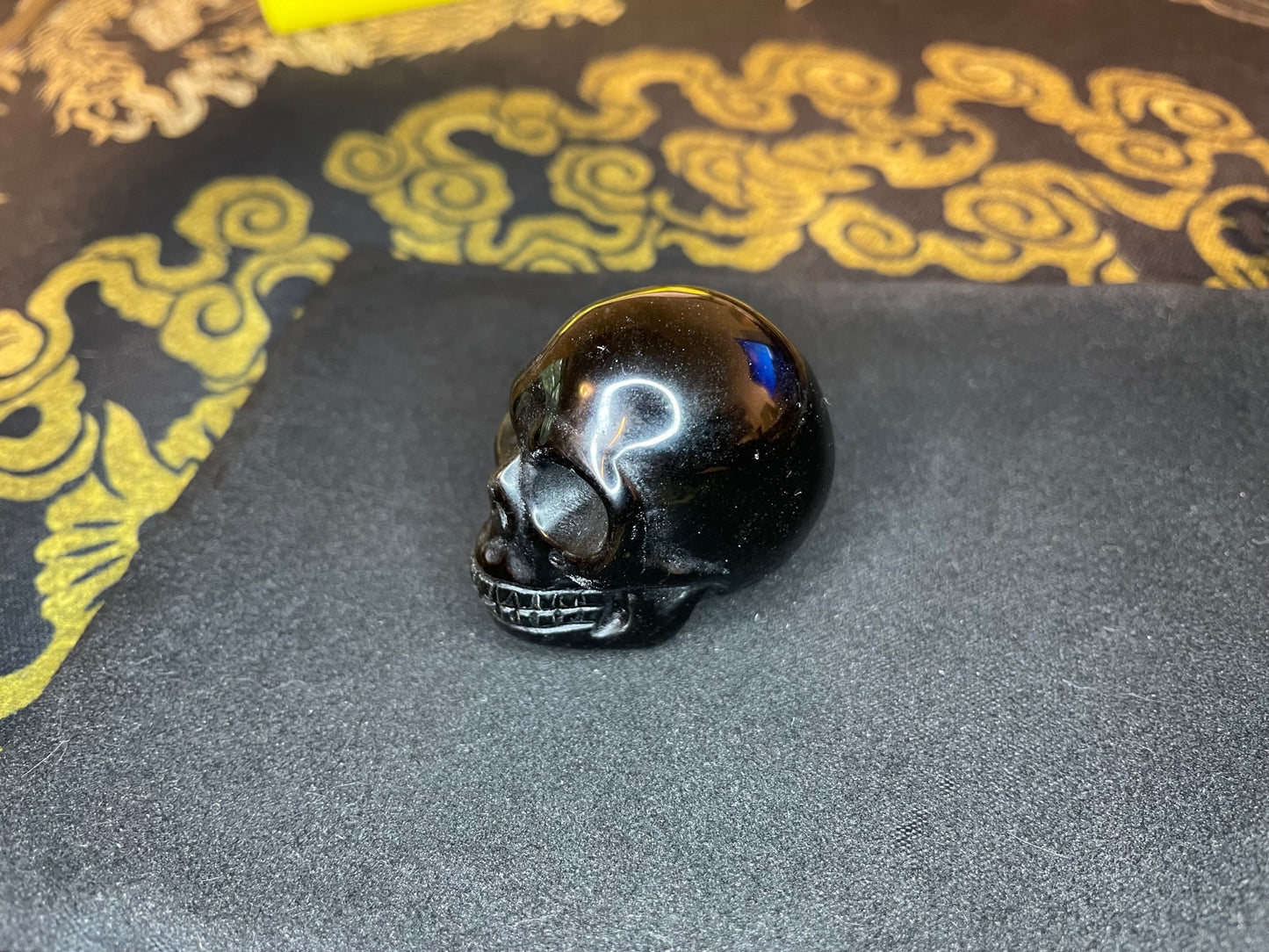 Obsidian Skull Natural Crystal Volcanic Glass Dragonglass Smoke Quartz Death Gothic Pagan Wiccan Satanic Occult Magic Ritual Stone - Black