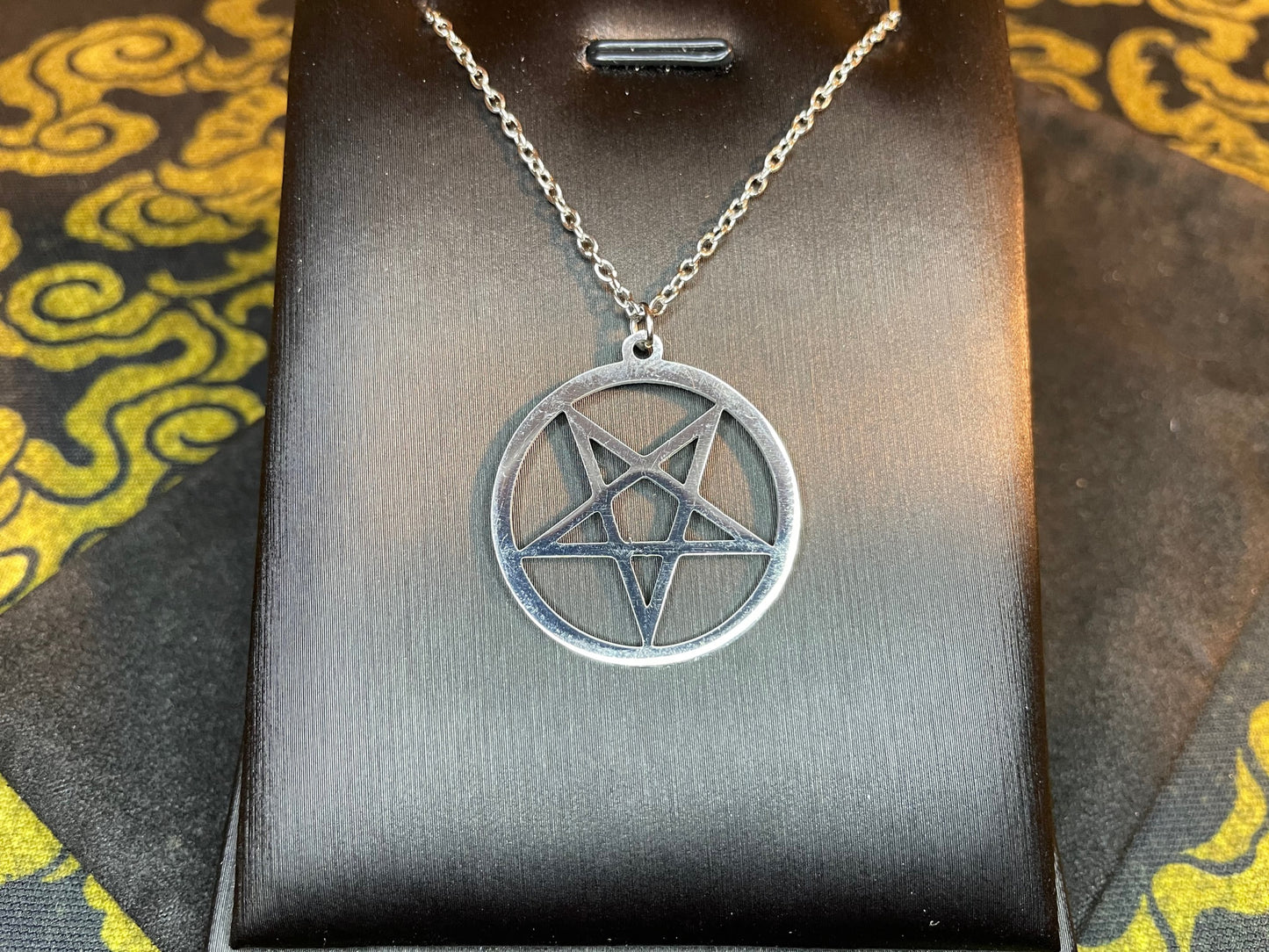 Satanic Inverted Pentagram Upside Down Pentacle Stainless Steel Minimalist Pendant Necklace Gothic Pagan Wiccan Occult Jewelry Gift - Silver