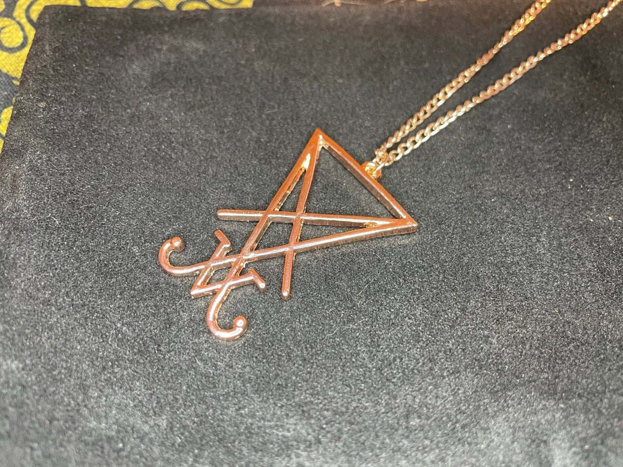 Sigil of Lucifer Seal of Satan Stainless Steel Pendant Necklace Gothic Satanic Wiccan Pagan Temple Church Occult Jewelry Gift - Rose Gold