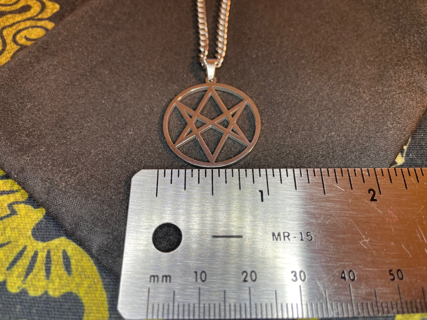 Unicursal Hexagram Thelema Symbol Stainless Steel Pendant Necklace Aleister Crowley Satanic Church Wiccan Pagan Occult Jewelry Gift - Silver