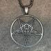 Sigil of Baphomet Satanic Church Upside Down Inverted Pentagram Stainless Steel Pendant Necklace Gothic Pagan Occult Jewelry Gift - Black