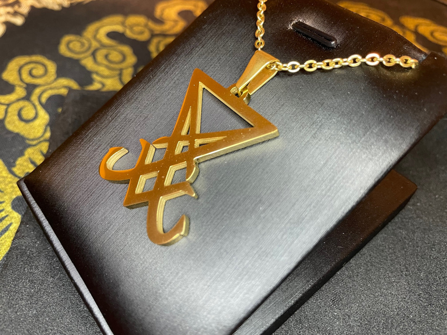 Sigil of Lucifer Seal of Satan Morning Star Venus Light-Bringer Stainless Steel Pendant Necklace Satanic Wiccan Occult Jewelry Gift - Gold