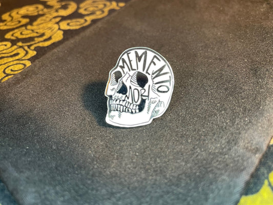 Memento Mori Skull Skeleton Latin Death Quote Enamel Stainless Steel Lapel Pin Occult Wiccan Satanic Gothic Pagan Best Gift - Silver & White