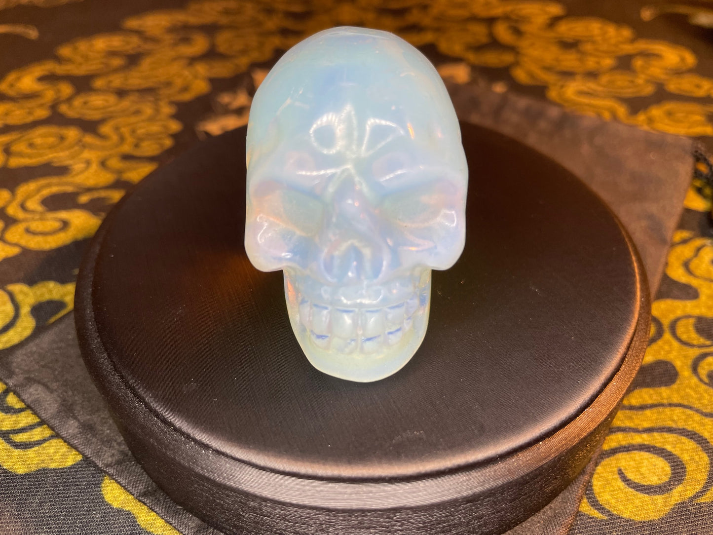 Opal Skull Natural Crystal Precious Stone Goddess Rainbow Feng Shui Gemstone Gothic Pagan Wiccan Satanic Occult Magic Ritual Idol - Blue