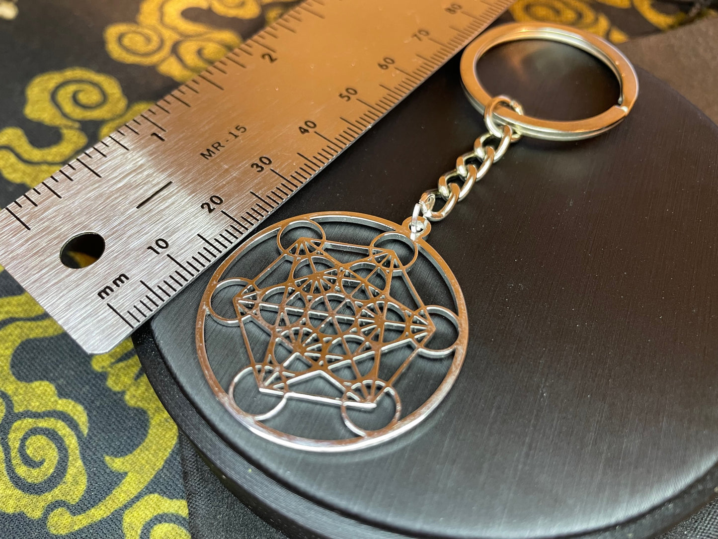 Metatron's Cube Flower of Life Sacred Geometry Yoga Hindu Buddhism Stainless Steel Pendant Keychain Satanic Occult Jewelry Gift -  Silver