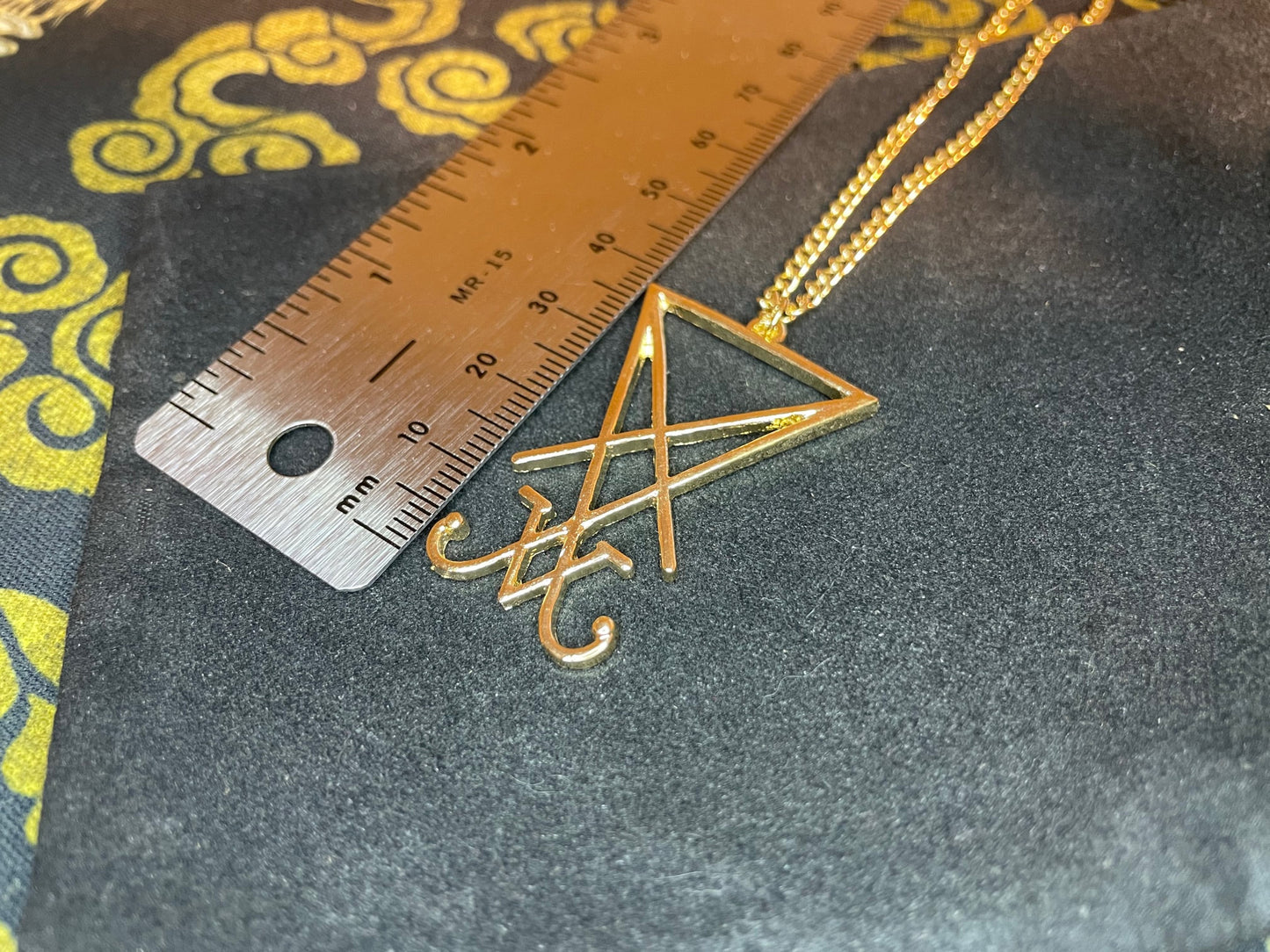 Sigil of Lucifer Seal of Satan Stainless Steel Pendant Necklace Gothic Satanic Wiccan Pagan Temple Church Occult Jewelry Gift - Gold