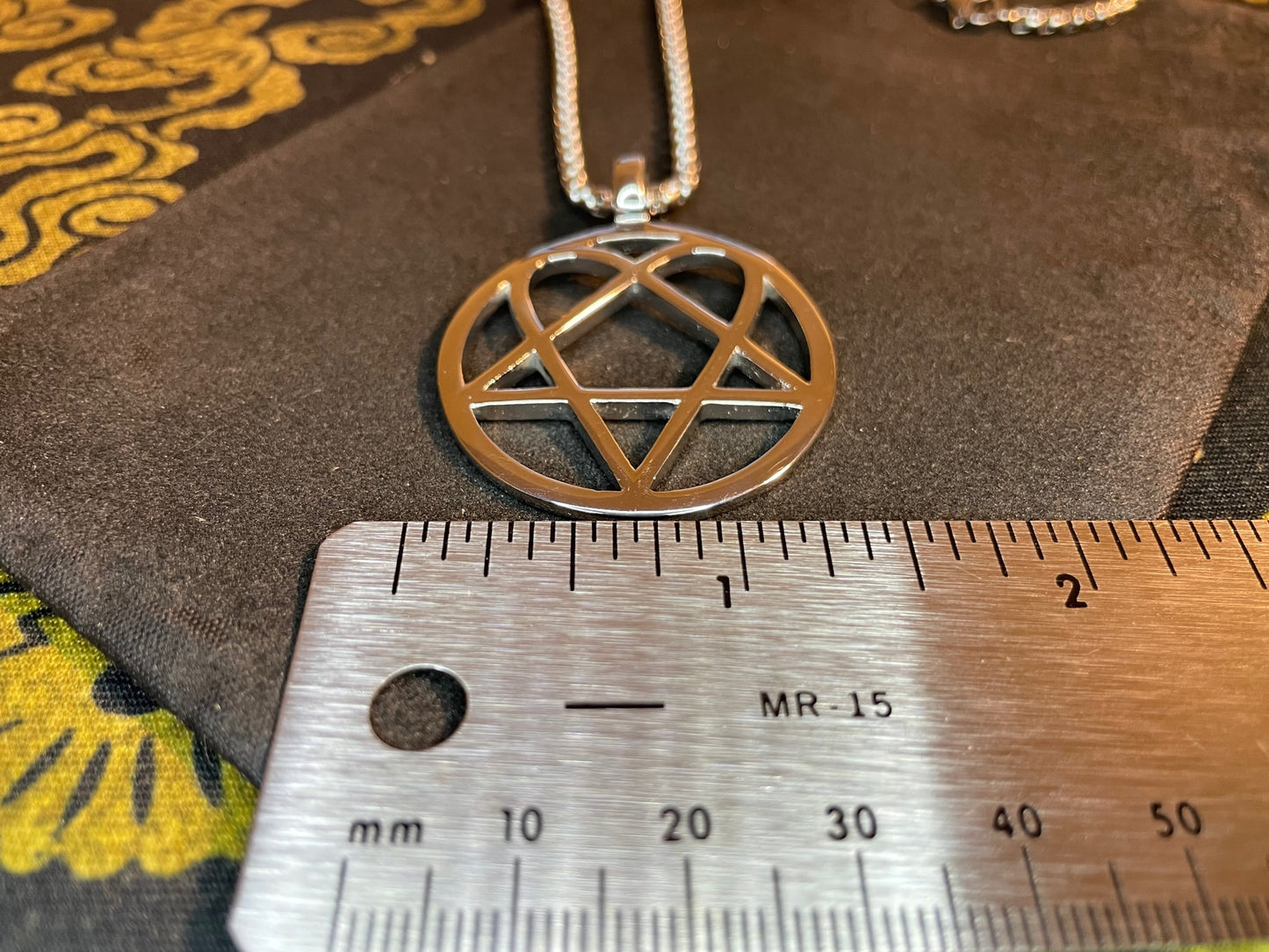 Heartagram Pentagram Heart Feminine Masculine Duality Stainless Steel Pendant Necklace Gothic Wiccan Pagan Satanic Jewelry Gift - Silver