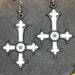 Upside Down Lucifer Cross Inverted Crucifix Star Steel Pendant Earrings Gothic Pagan Satanic Witchcraft Druid Wicca -  Black & White Color