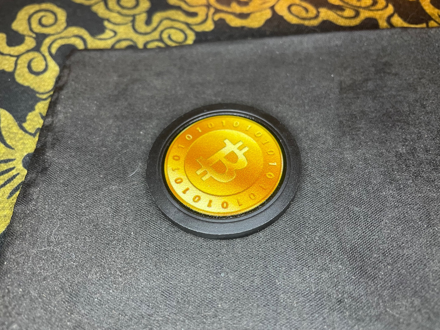 Bitcoin Poker Chip Crypto Cryptocurrency Heavyweight Premium Clay Custom Modern BTC Gambling Game Satan Wicca Occult Gift - Black & Gold