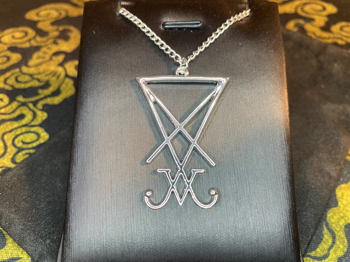 Sigil of Lucifer Seal of Satan Stainless Steel Pendant Necklace Gothic Satanic Wiccan Pagan Temple Church Occult Jewelry Gift - Silver