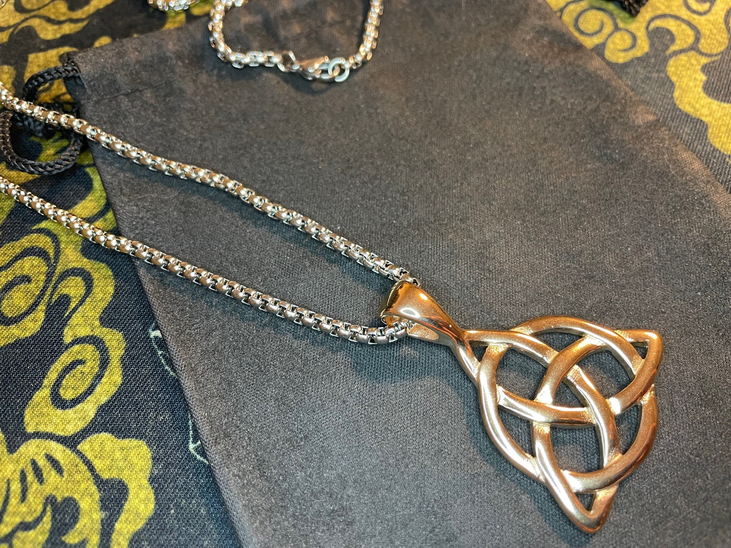 Celtic Triple Knot Viking Nordic Thor Loki Norse Steel Pendant Necklace Amulet Talisman Satanic Wiccan Occult Jewelry Best Gift - Rose Gold