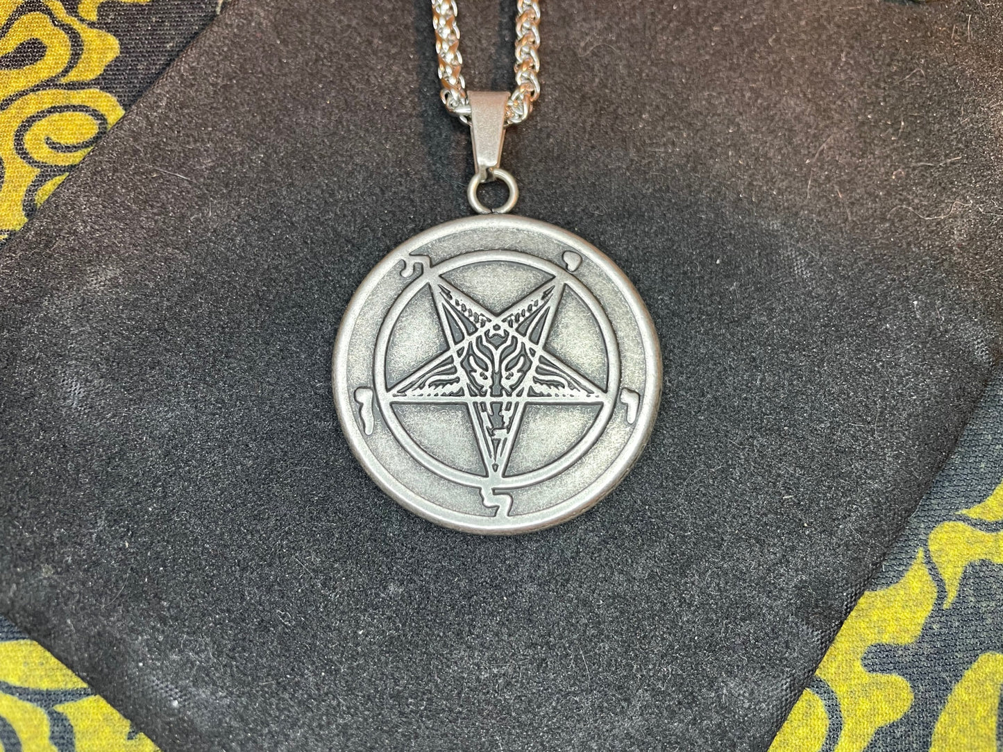 Sigil of Baphomet Official Church of Satan Lucifer Pendant Necklace Amulet Talisman Satanic Wicca Gothic Pagan Occult Jewelry Gift -  Silver