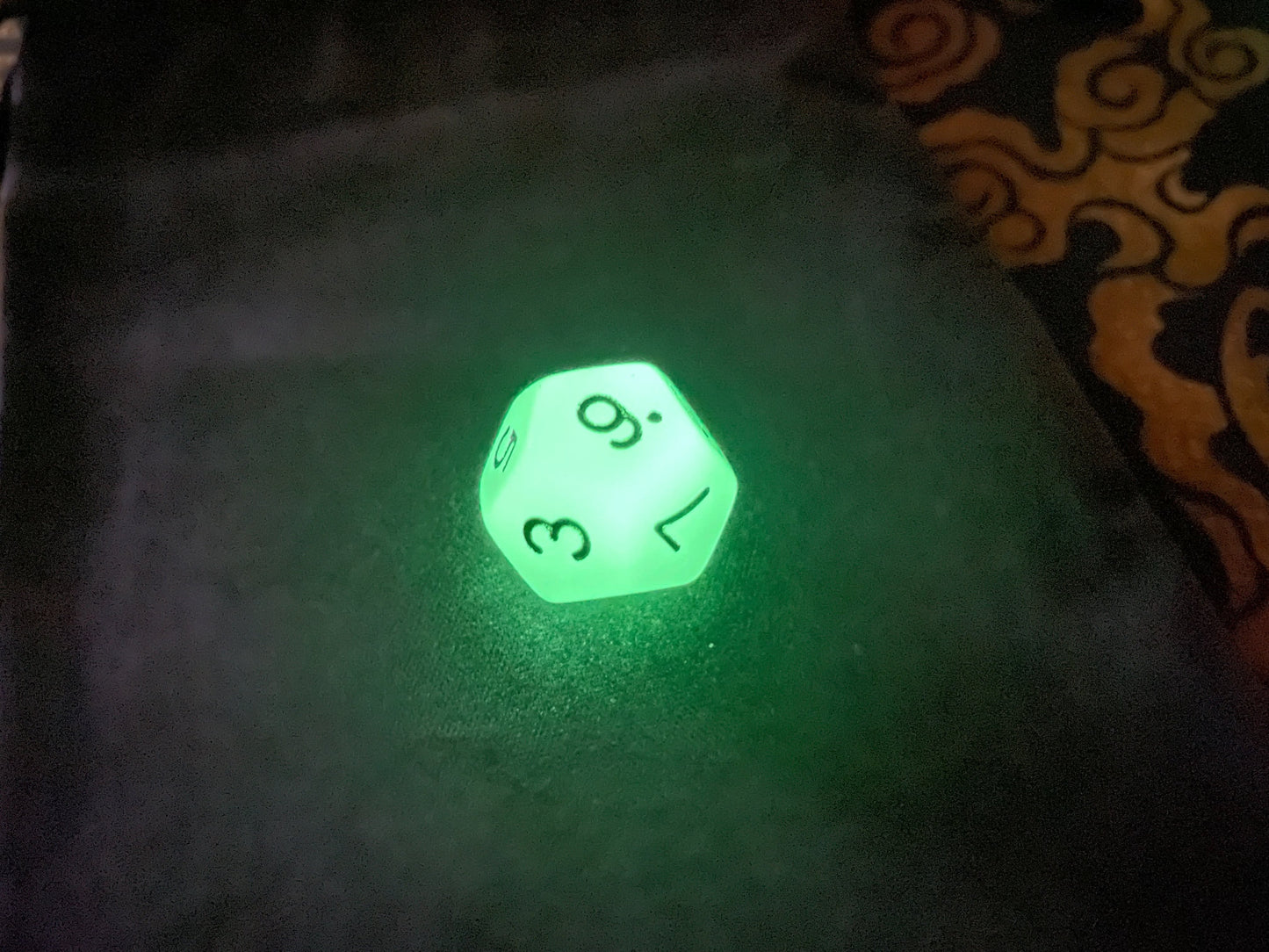 Glow in the Dark Fantasy Game Dice Set of Seven d20 d12 d10 d10 d8 d6 d4 Dungeons Gothic Dragons Pagan Wiccan Satanic Occult Magic Ritual