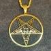 Sigil of Baphomet Satanic Church Upside Down Inverted Pentagram Stainless Steel Pendant Necklace Gothic Pagan Occult Jewelry Gift - Gold