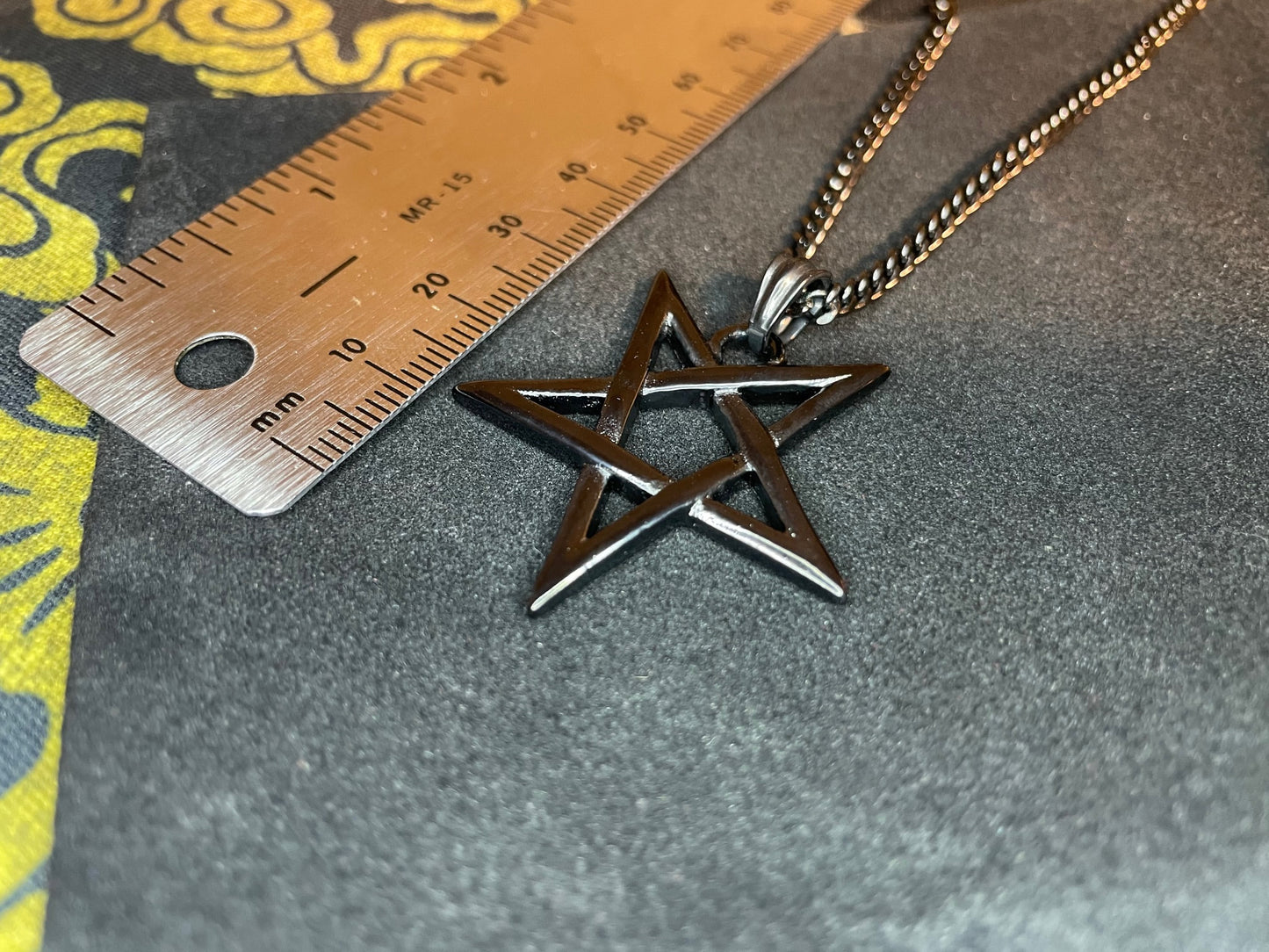 Mystical Upside Down Woven Inverted Pentagram Stainless Steel Retro Pendant Necklace Gothic Satanic Wiccan Occult Jewelry Best Gift - Black