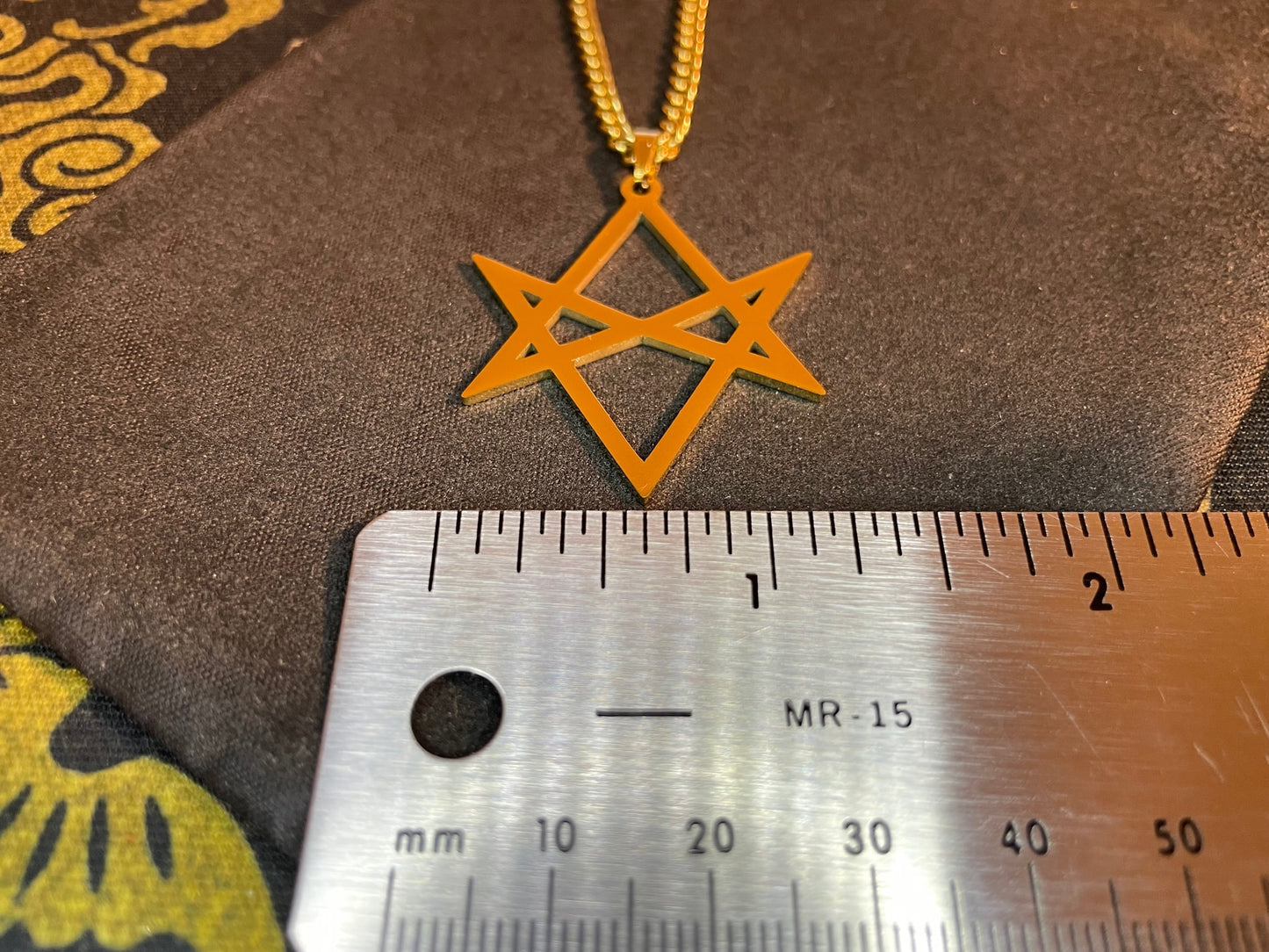 Unicursal Hexagram Thelema Symbol Stainless Steel Pendant Necklace Aleister Crowley Satanic Church Wiccan Pagan Occult Jewelry Gift - Gold