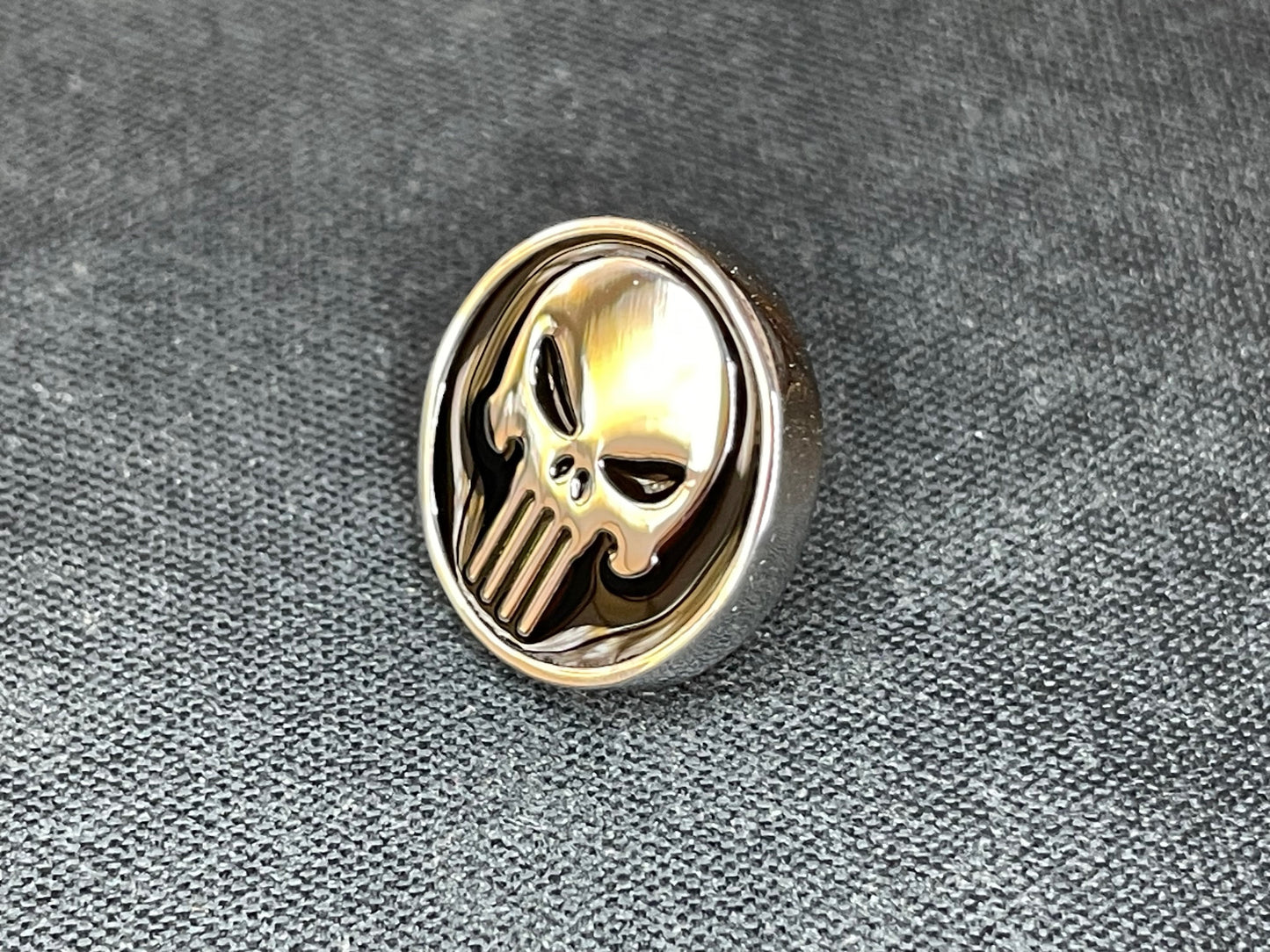 Punisher Skull Lapel Pin Stainless Steel Terminator Skeleton Death Ghost Biker Goth Wiccan Satanic Pagan Occult Jewelry Gift - Silver, Black