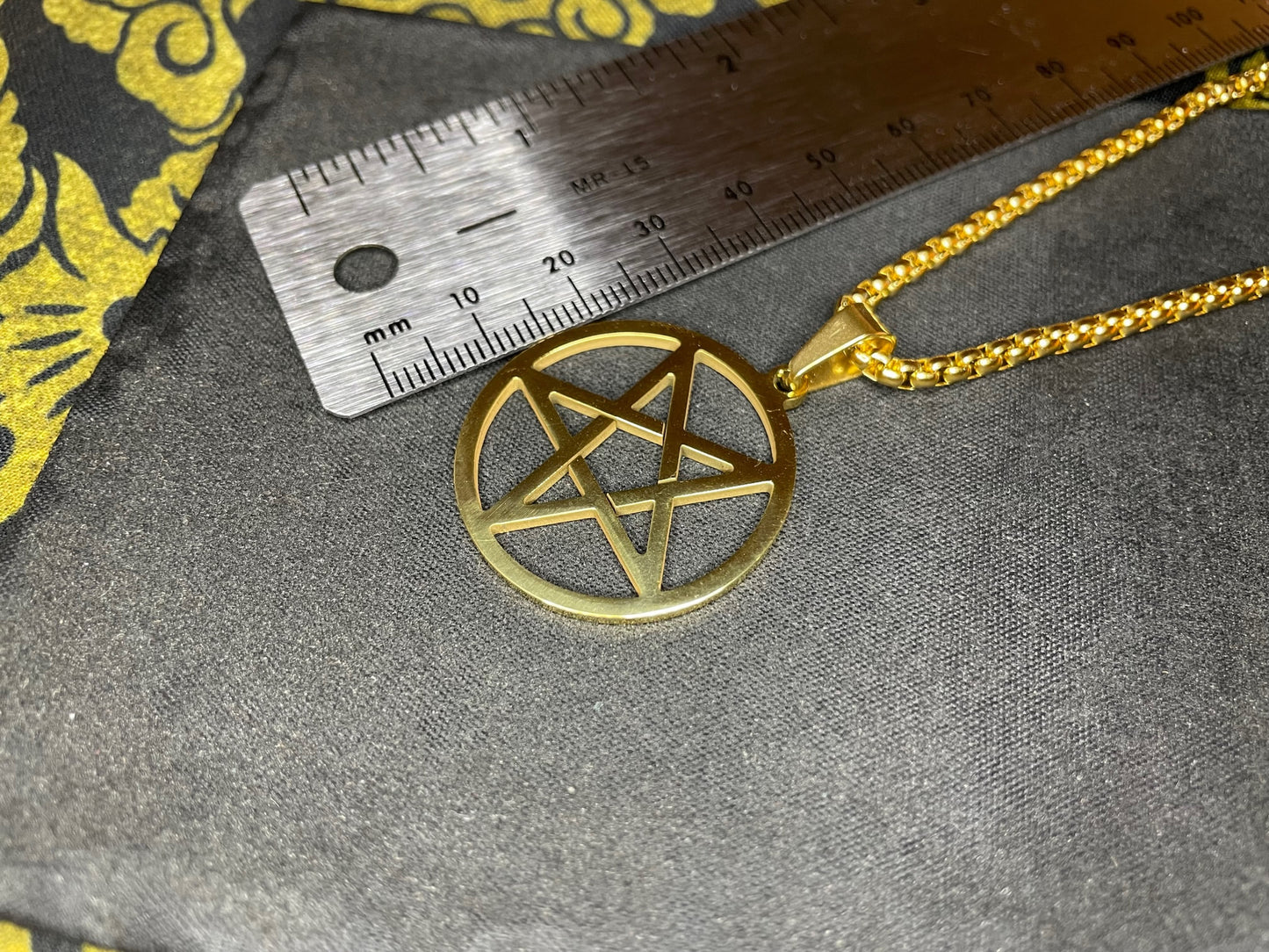 Inverted Pentagram Upside Down Stainless Steel Pendant Necklace Talisman Amulet Gothic Satanic Wiccan Pagan Occult Jewelry Best Gift - Gold