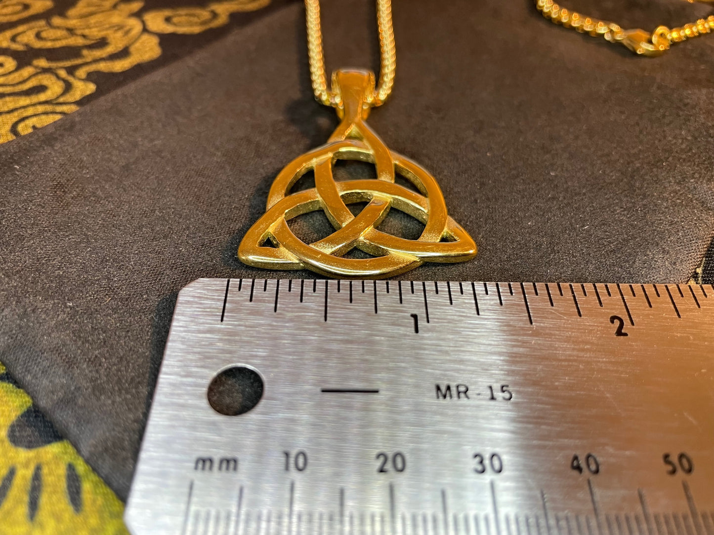 Celtic Triple Knot Viking Nordic Thor Loki Norse Steel Pendant Necklace Amulet Talisman Satanic Wiccan Pagan Occult Jewelry -  Gold Color