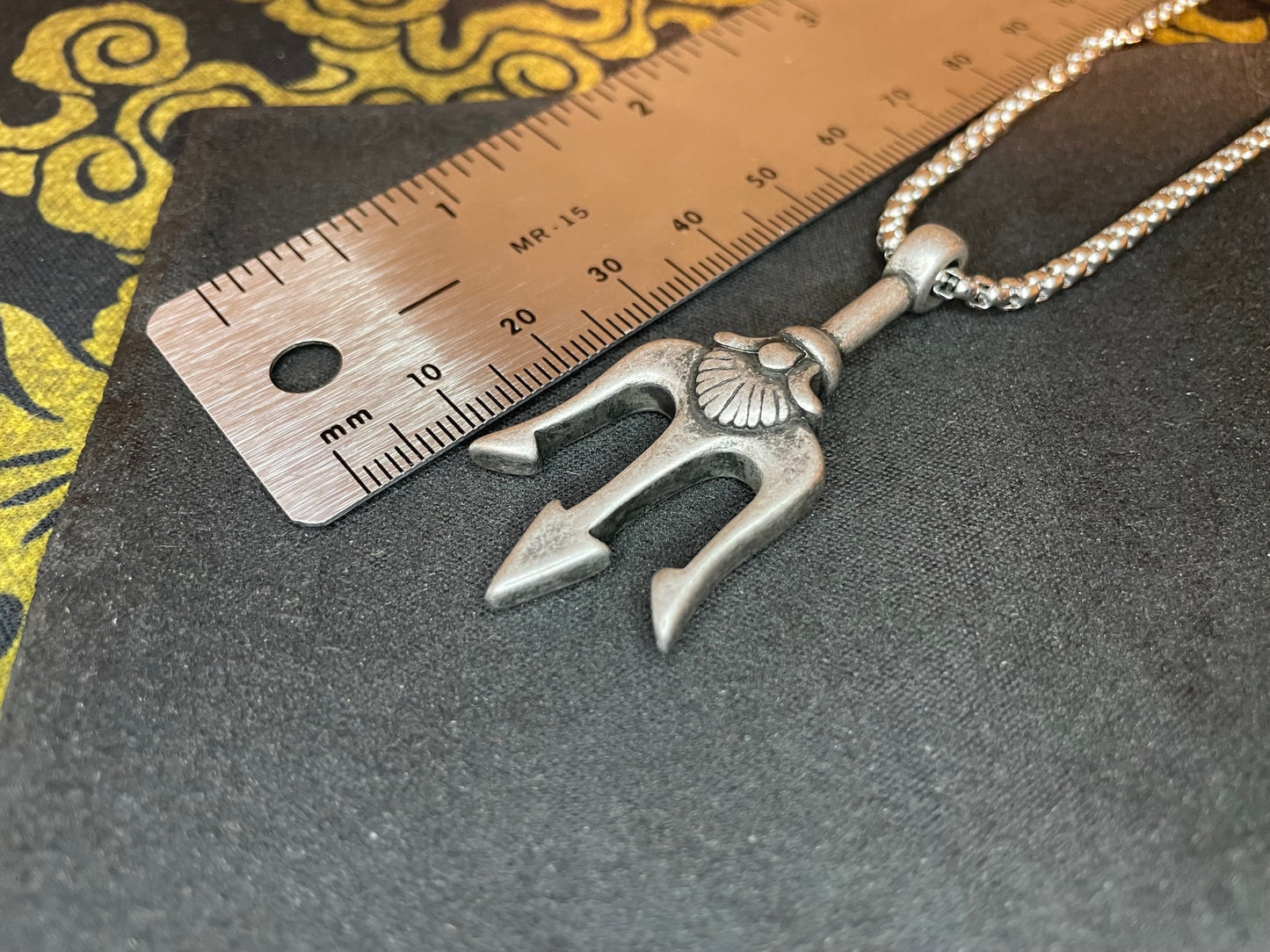 Neptune's Trident Poseidon's Spear Tip Tribal Pitchfork Stainless Steel Pendant Necklace Satanic Wiccan Pagan Occult Jewelry Gift - Steel