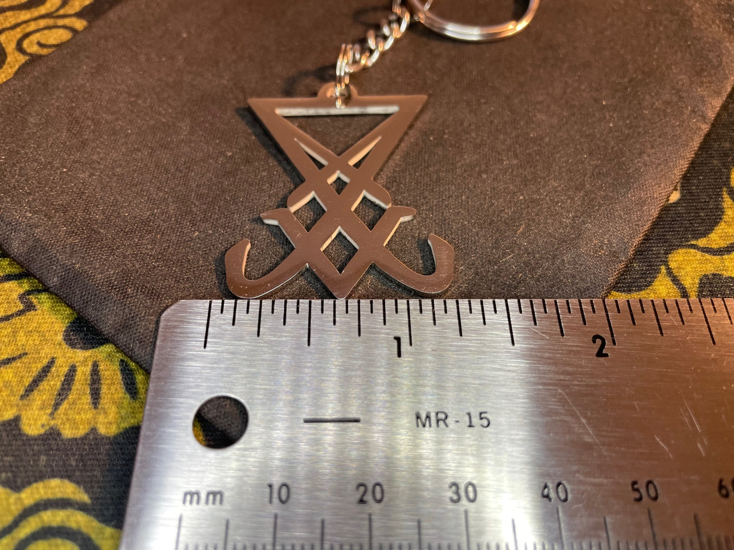 Sigil of Lucifer Seal of Satan Morning Star Venus Light-Bringer Stainless Steel Pendant Keychain Satanic Wiccan Occult Jewelry Gift - Silver