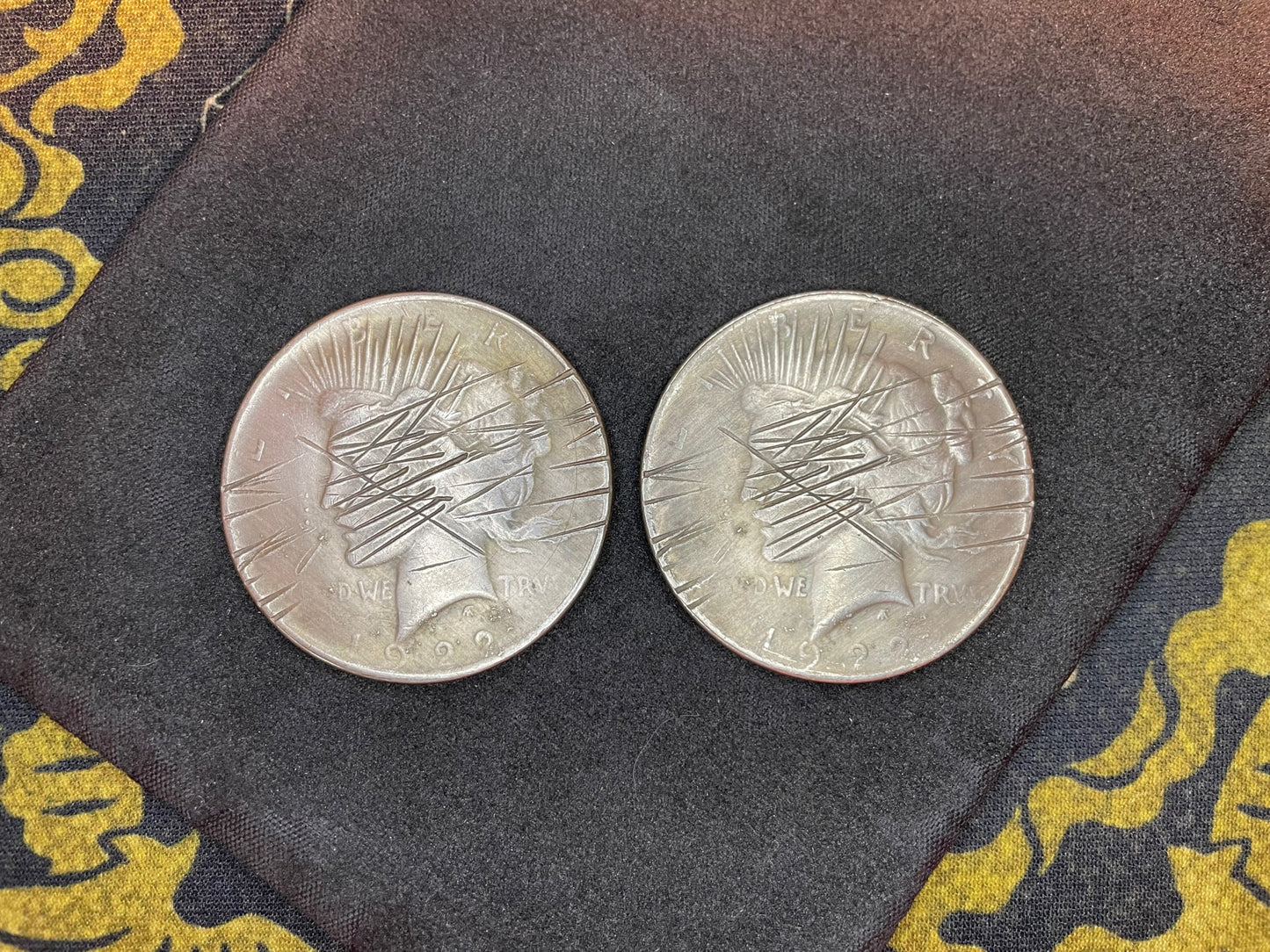 Two-Face Flip Decision Double-Sided Heads Coin 1922 Peace Dollar Lady Liberty Batman Joker Harvey Dent Gotham Wiccan Satanic Occult Gift