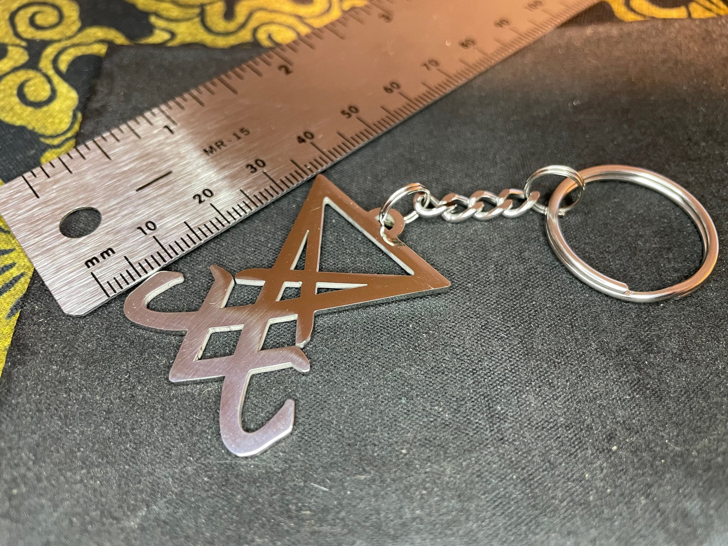 Sigil of Lucifer Seal of Satan Morning Star Venus Light-Bringer Stainless Steel Pendant Keychain Satanic Wiccan Occult Jewelry Gift - Silver