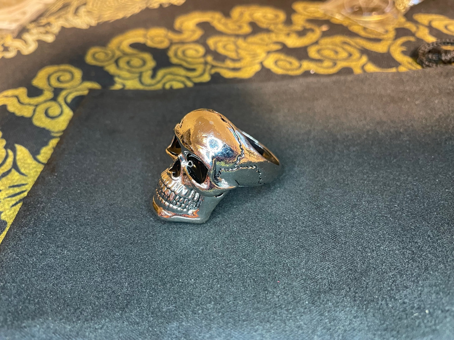 Skull Skeleton Statement Ring Stainless Steel Biker Punk Terminator Punisher Gothic Death Satanic Wiccan Pagan Occult Jewelry Gift - Silver