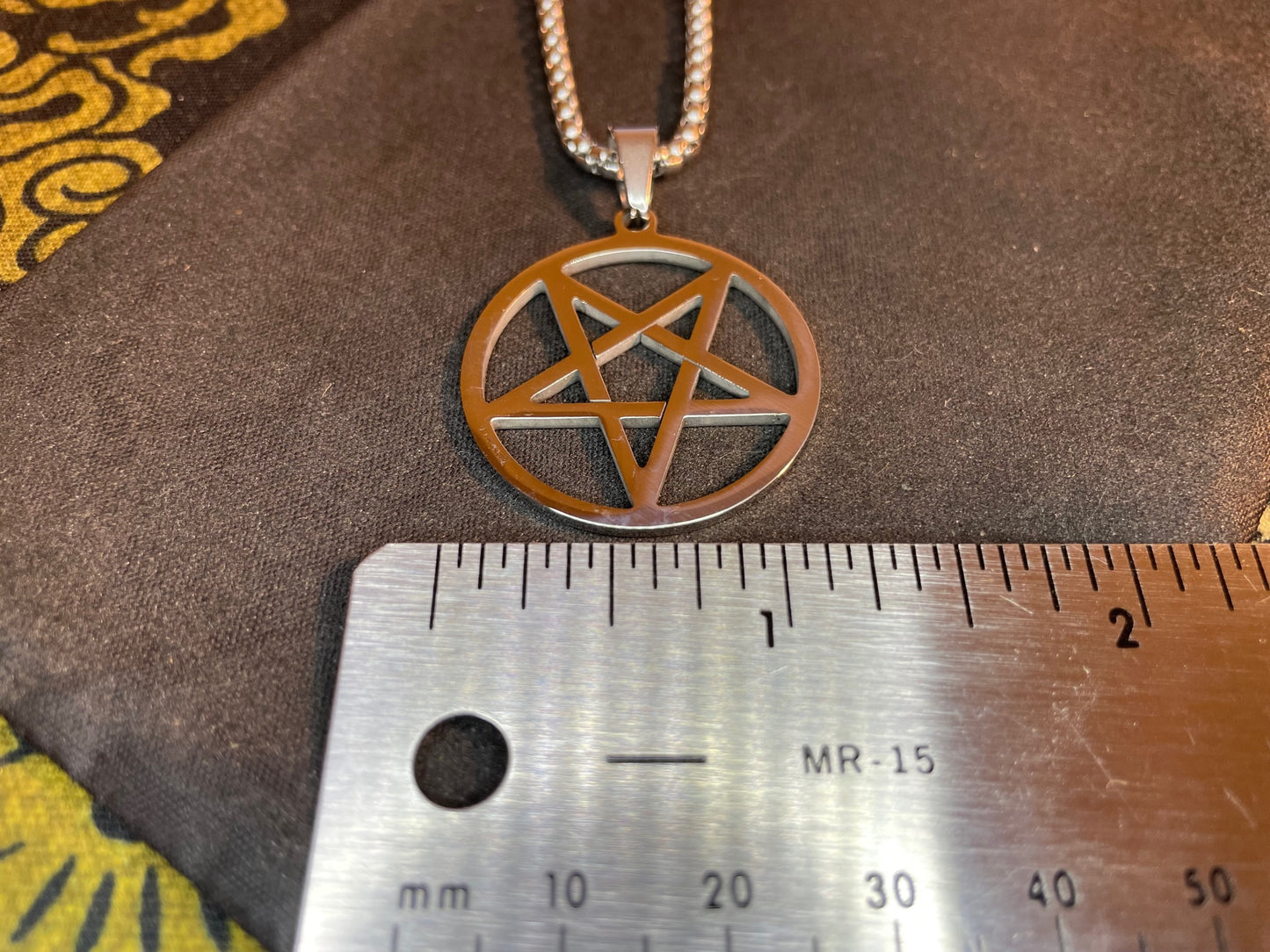 Inverted Pentagram Upside Down Stainless Steel Pendant Necklace Talisman Amulet Gothic Satanic Wiccan Pagan Occult Jewelry Gift - Silver