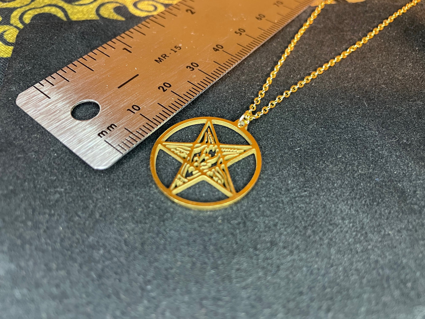 Sigil of Baphomet Church of Satan Seal Inverted Pentagram Stainless Steel Pendant Necklace Satanic Wiccan Pagan Occult Jewelry Gift - Gold