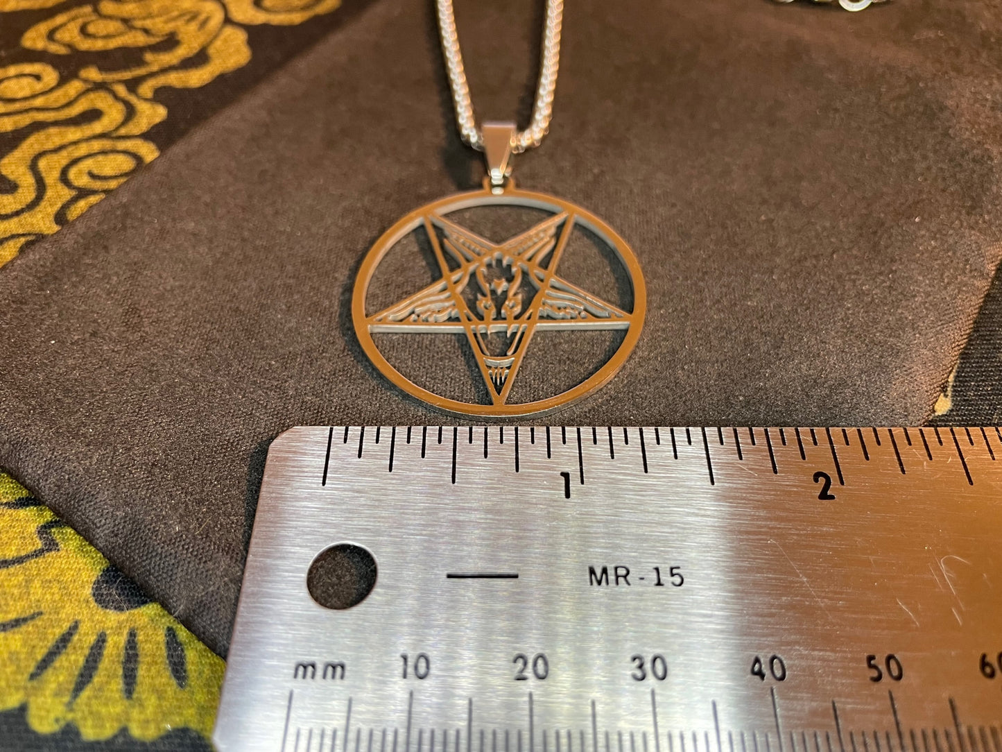 Sigil of Baphomet Satanic Church Upside Down Inverted Pentagram Stainless Steel Pendant Necklace Gothic Pagan Occult Jewelry Gift - Silver