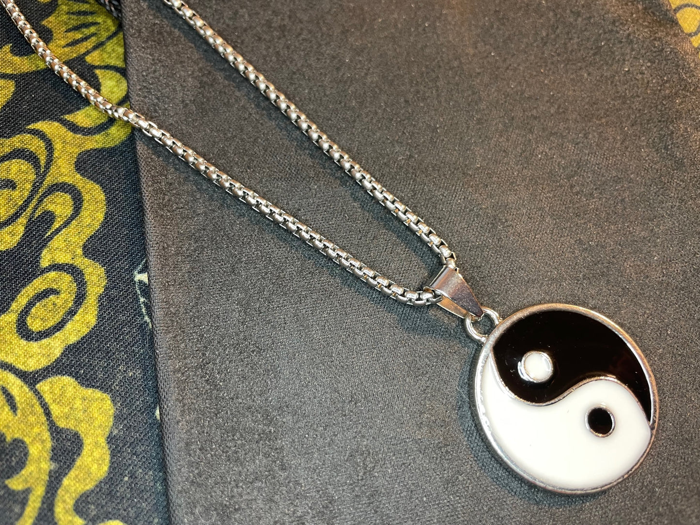 Yin Yang Taijitu Taoist Symbol Stainless Steel Balance Pendant Necklace Gothic Satanic Wiccan Pagan Occult Jewelry Gift - Black & White