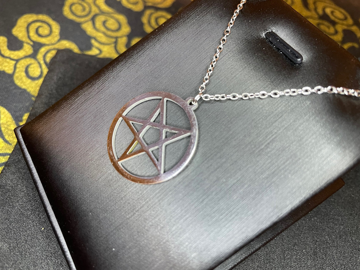 Satanic Inverted Pentagram Upside Down Pentacle Stainless Steel Minimalist Pendant Necklace Gothic Pagan Wiccan Occult Jewelry Gift - Silver